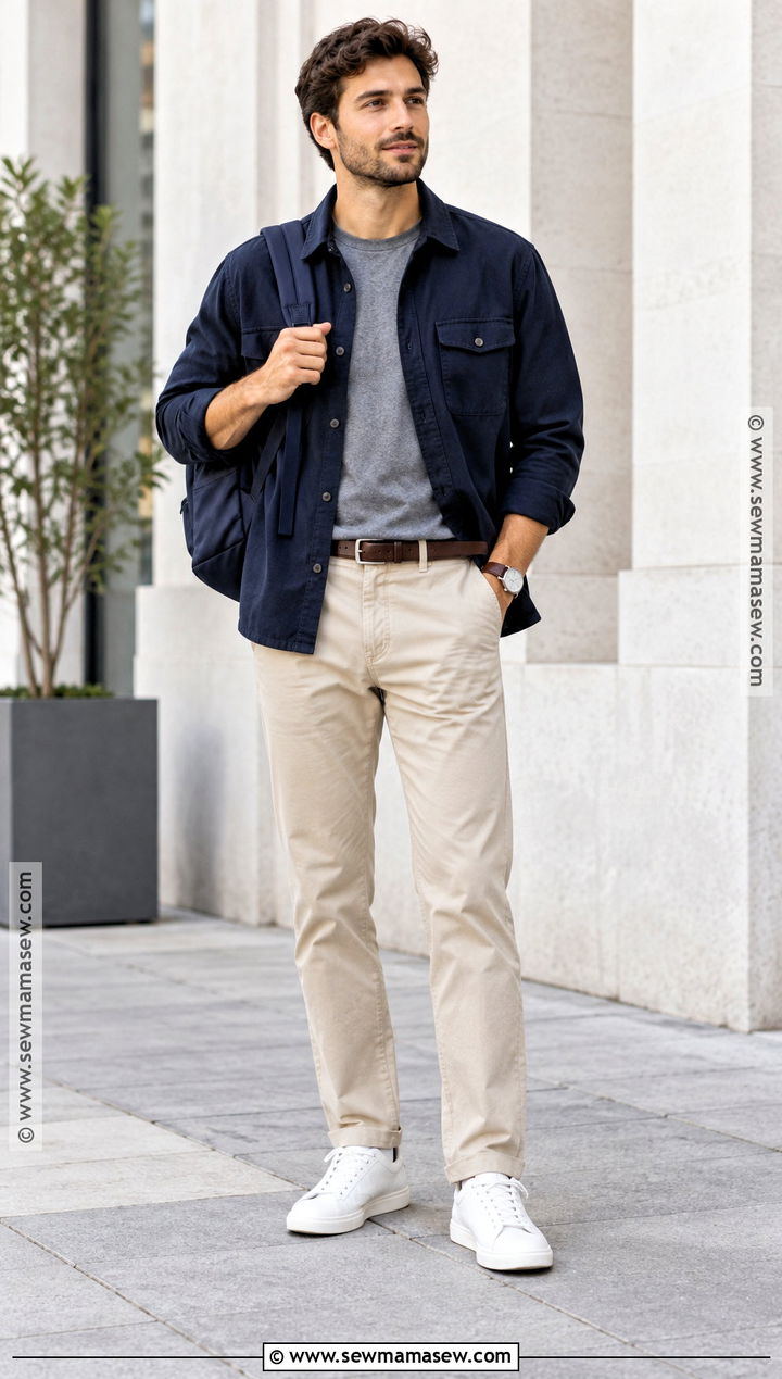 Minimalist Autumn Outfit With Overshirt - 25 autumn outfits men casual