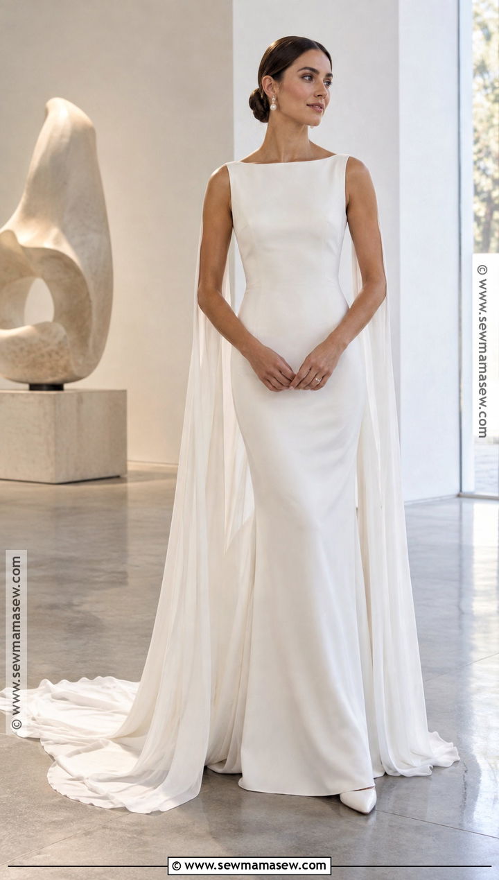 Minimalist Cape October Wedding Dress - 15 wedding dress october ideas