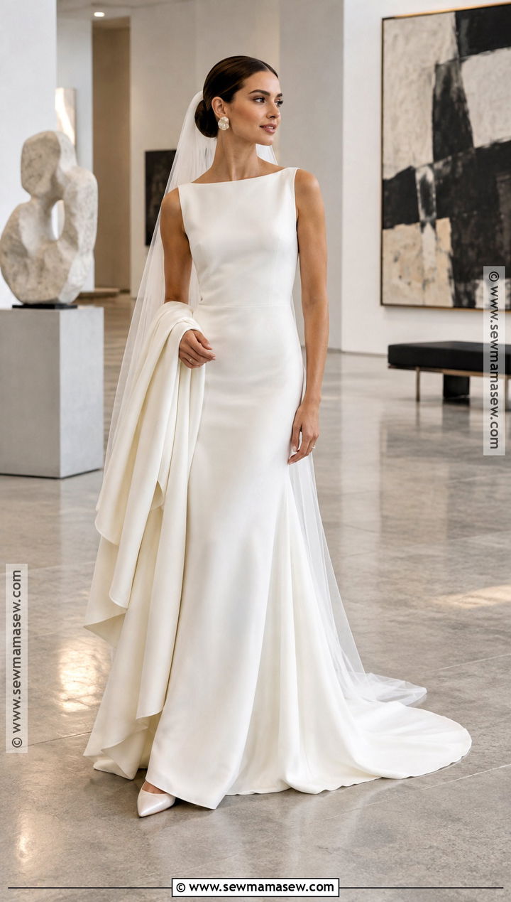 Minimalist Column Early Fall Wedding Dress - 15 early fall wedding dress ideas