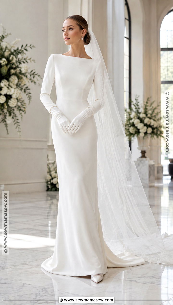 Minimalist Column Fall Wedding Dress - 20 romantic fall wedding dress ideas