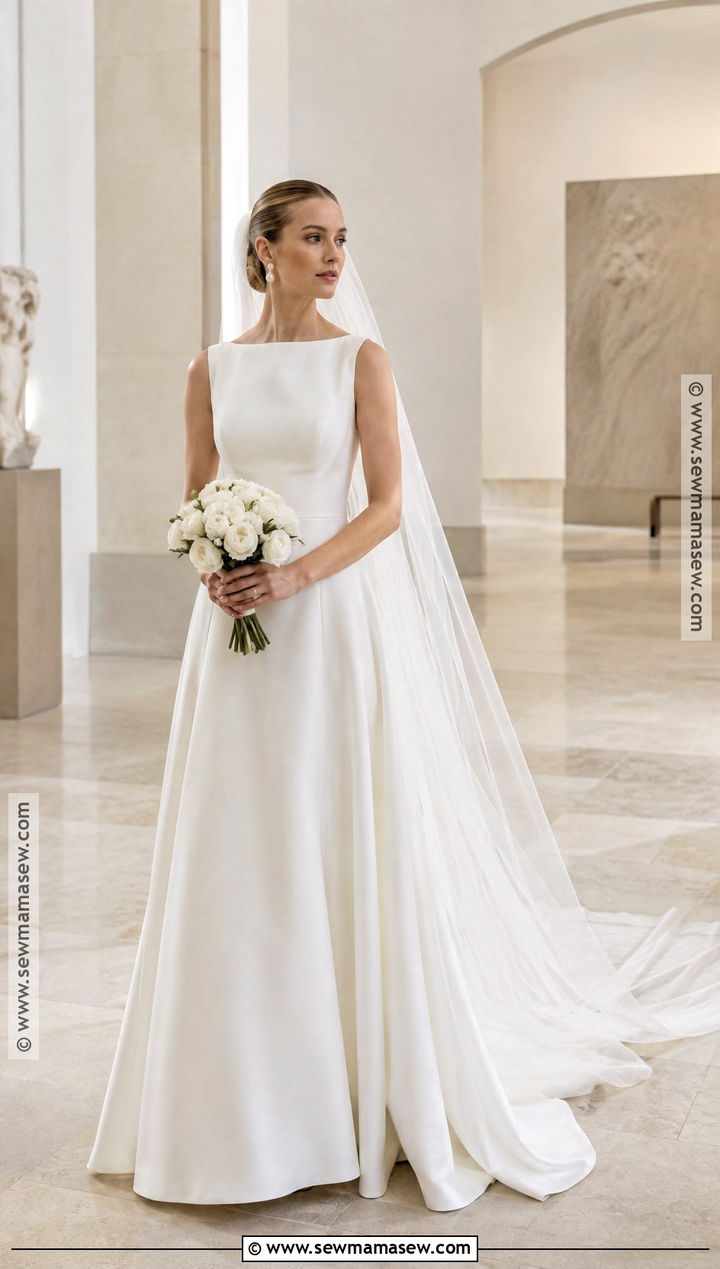 Minimalist Crepe A Line Wedding Dress - 15 Fall A Line Wedding Dress Ideas
