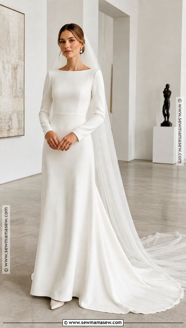 Minimalist Crepe Autumn Wedding Dress - 20 wedding dress autumn ideas