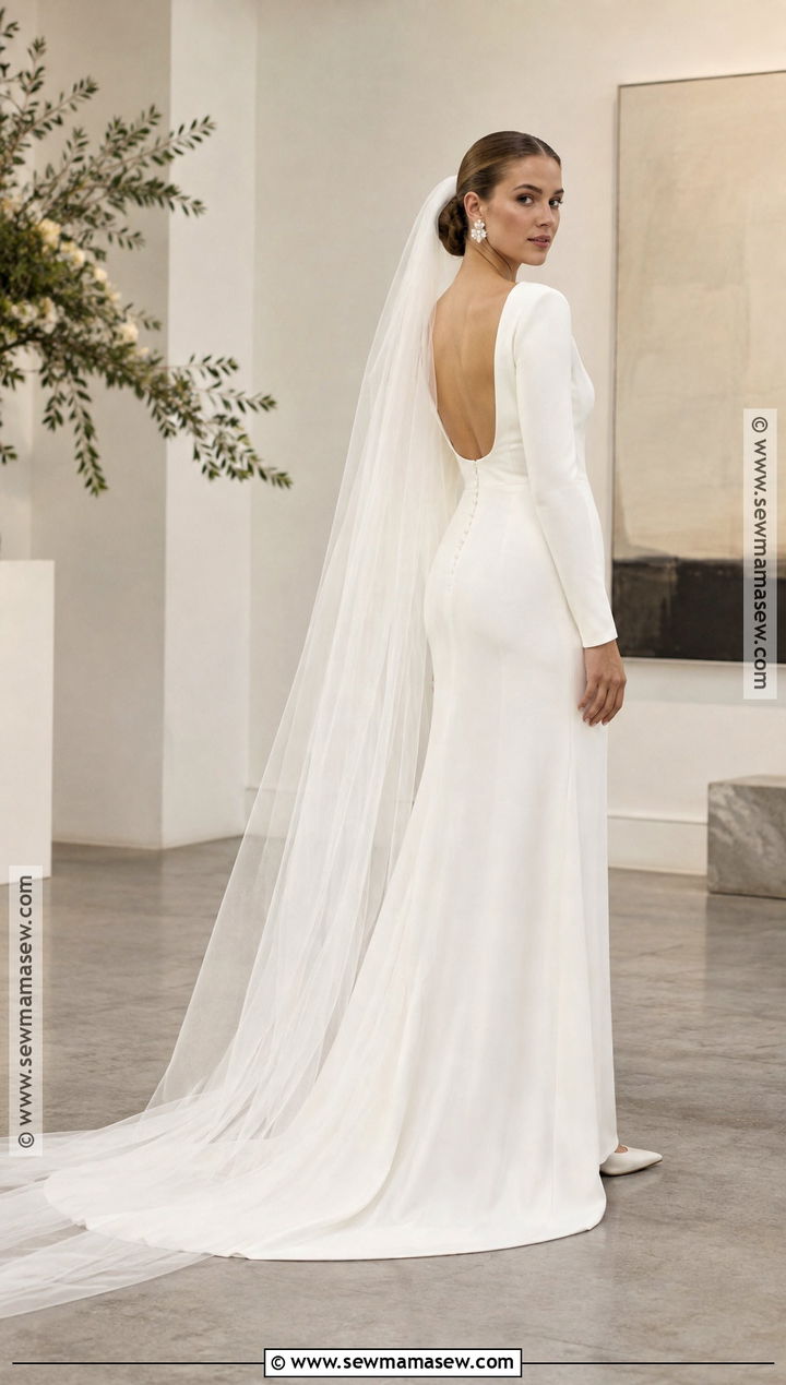 Minimalist Crepe Autumn Wedding Dress - 25 autumn wedding dress ideas