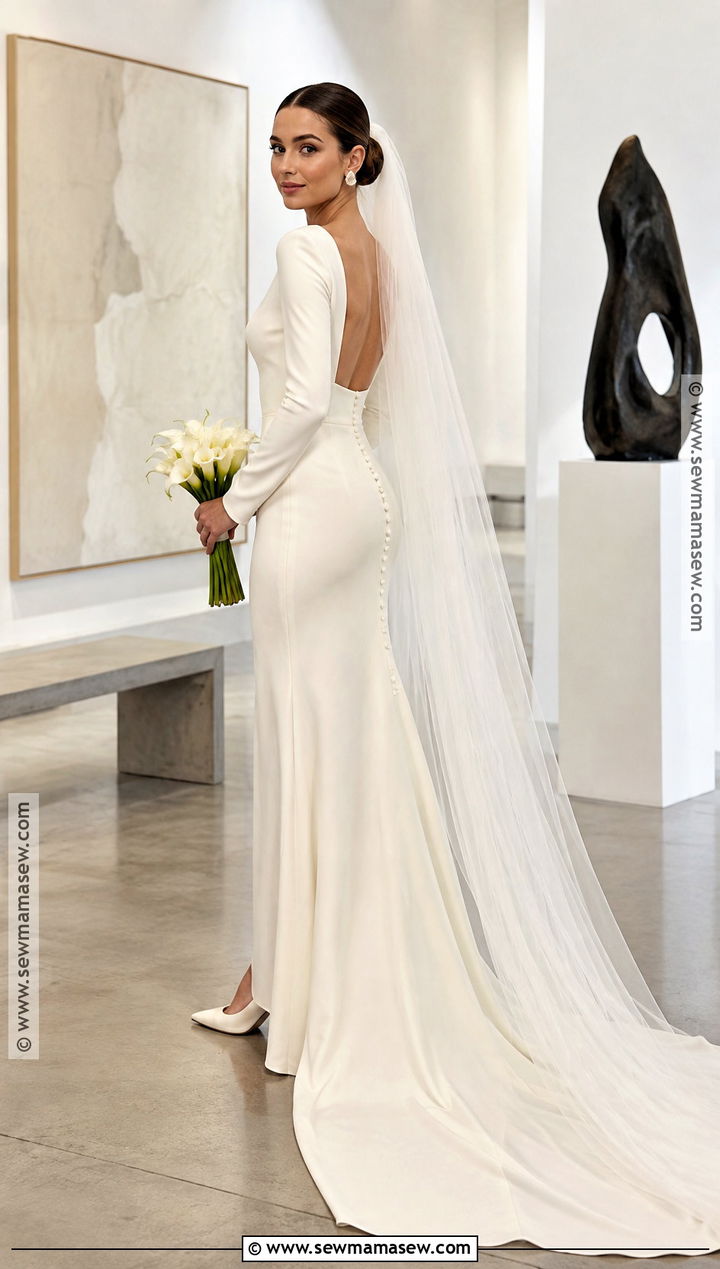 Minimalist Crepe Autumn Wedding Dress - 20 autumn wedding dress the bride ideas