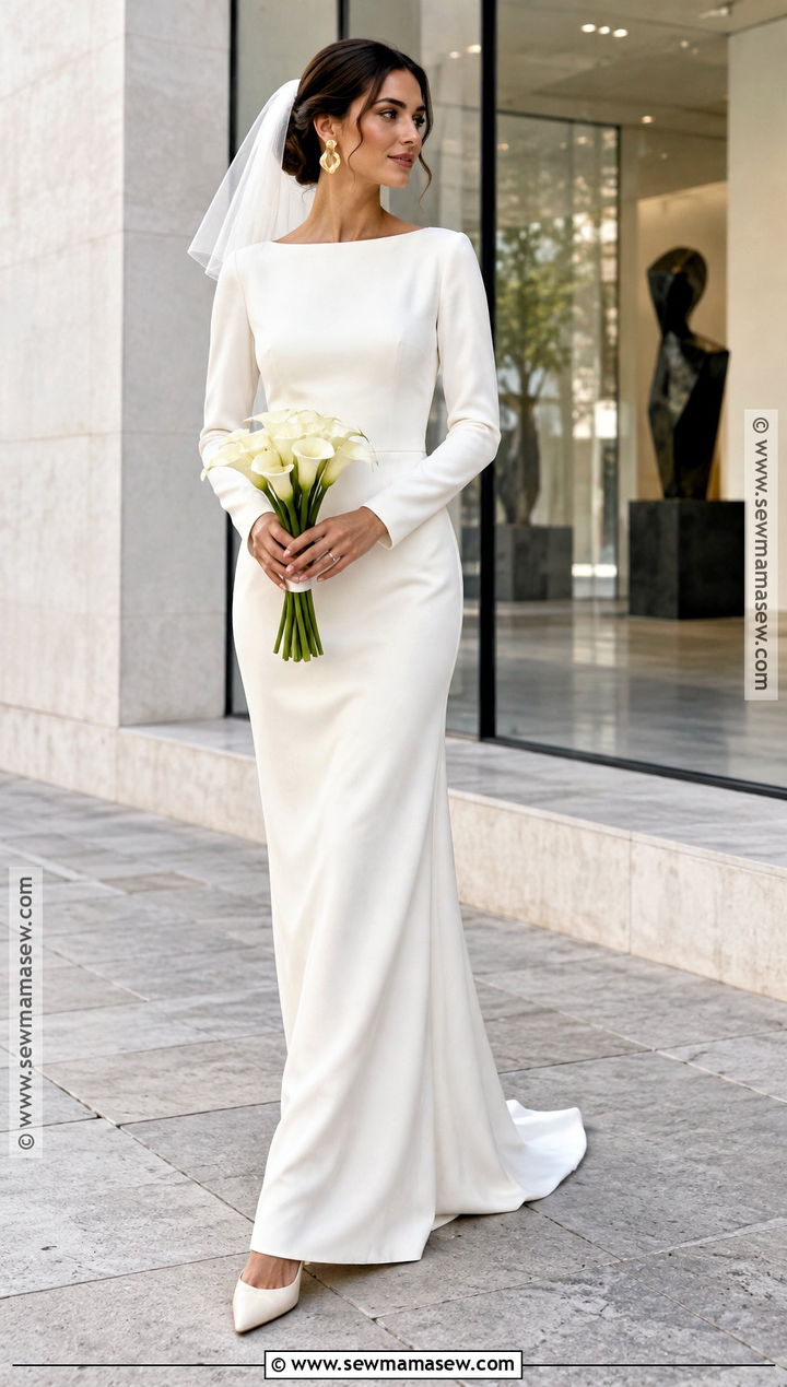 Minimalist Crepe Column Wedding Dress - 15 september wedding dresses bride