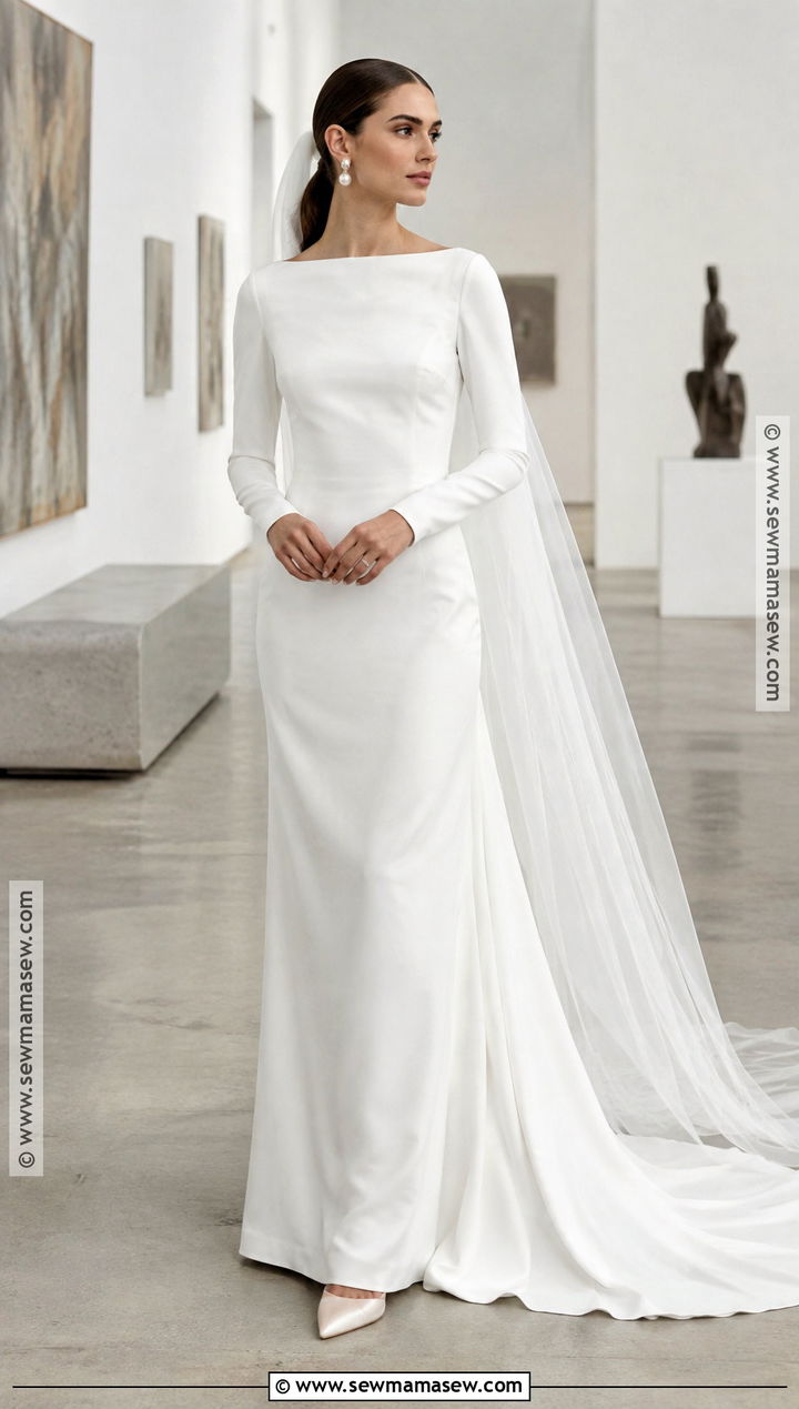 Minimalist Crepe Fall Wedding Dress - 20 fall wedding dress ideas
