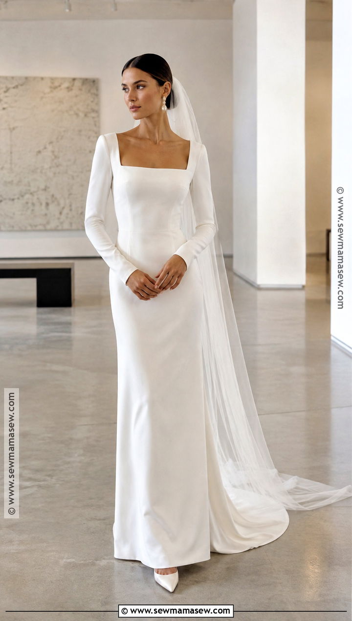 Minimalist Crepe Fall Wedding Dress - 20 wedding dresses fall