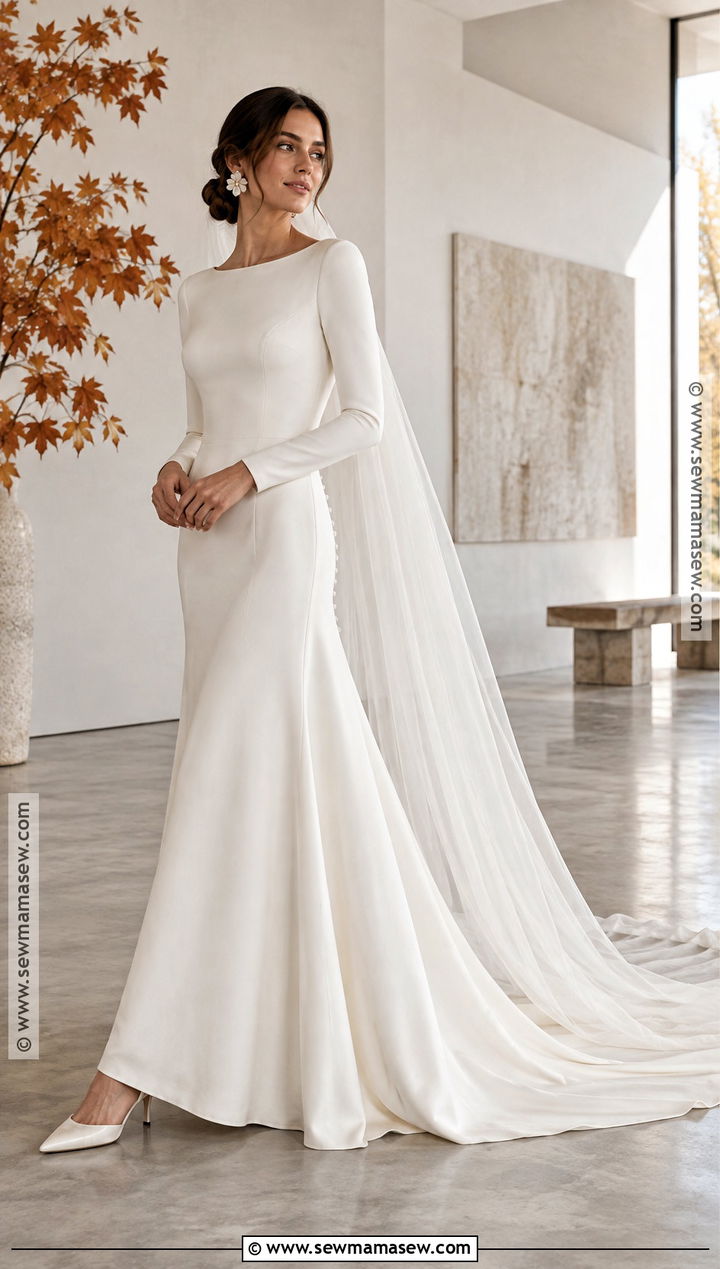 Minimalist Crepe Wedding Dress - 15 Wedding Dresses For Autumn
