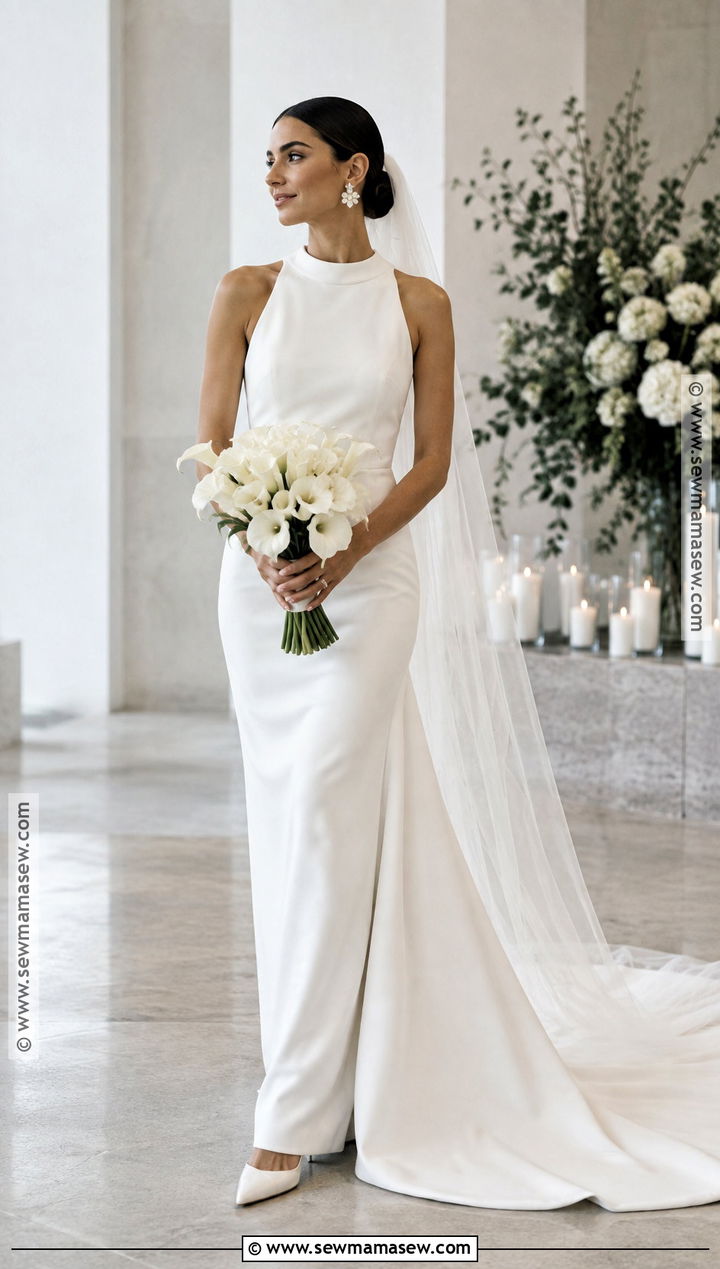 Minimalist Crepe Wedding Dress - 15 Wedding Dresses Fall Wedding