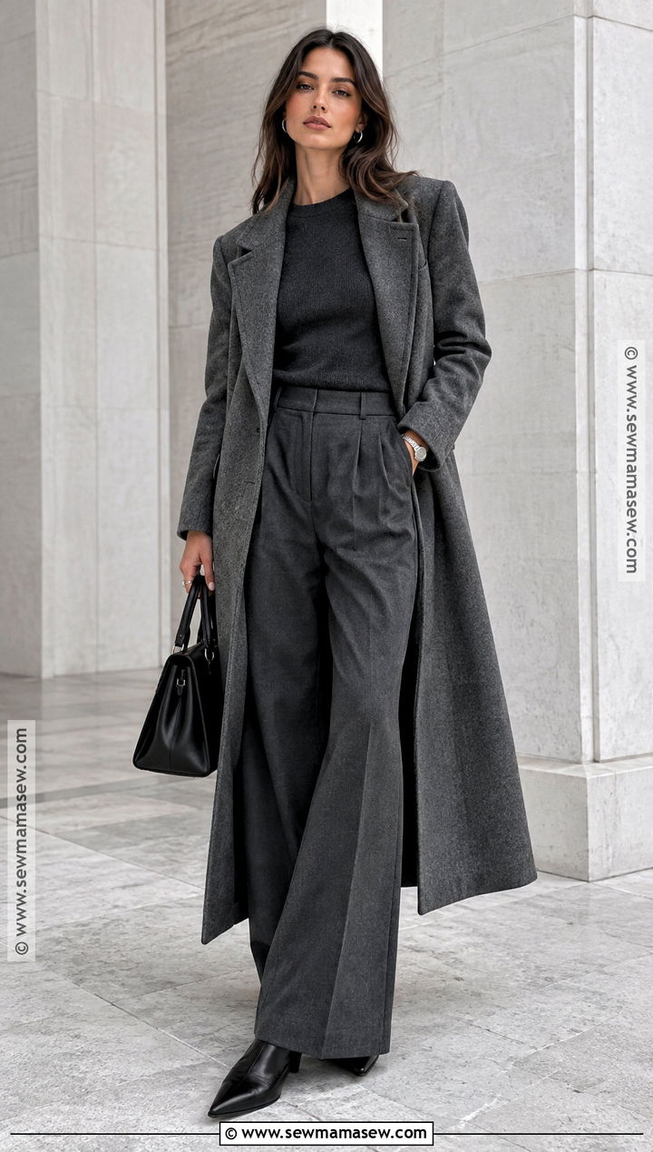 Minimalist Fall Outfit With Long Coat And Monochrome Basics - 15 25 Year Old Fall Fashion Ideas for Women