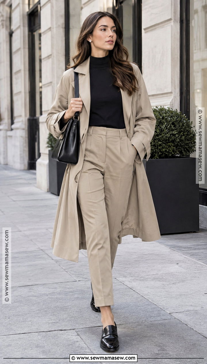 Minimalist Fall Outfit With a Trench Coat - 25 fall outfit inspo aesthetic ideas