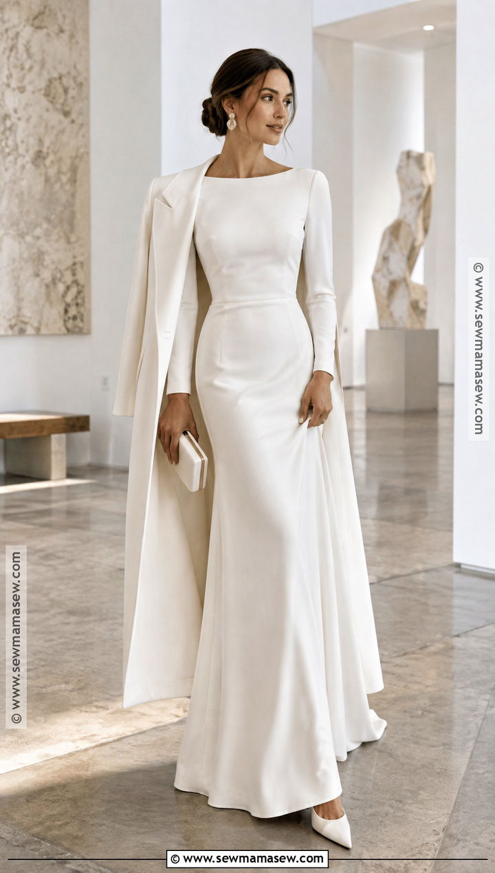 Minimalist Long Sleeve Wedding Dress - 15 Wedding Dresses November Brides