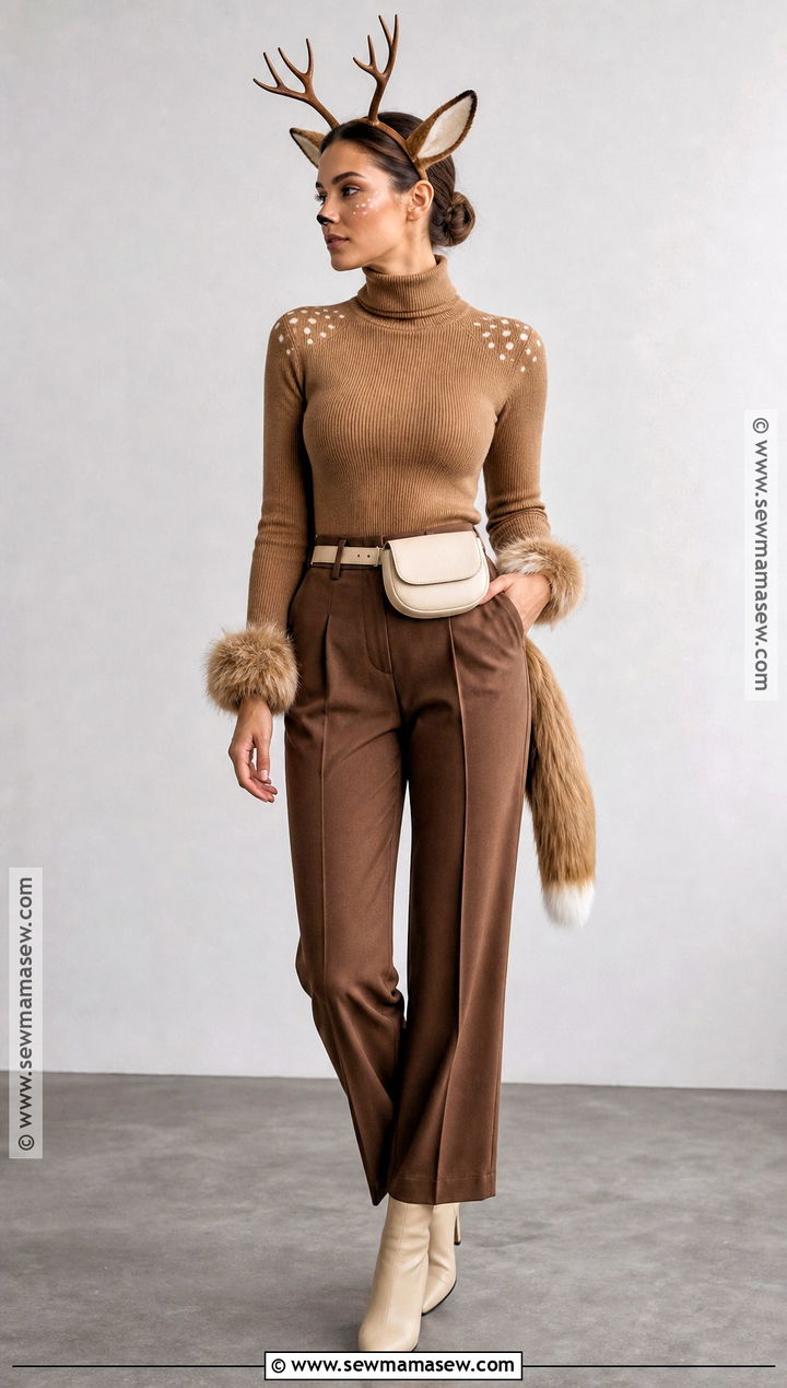 Minimalist Neutral Deer Costume - 30 deer halloween costumes for women