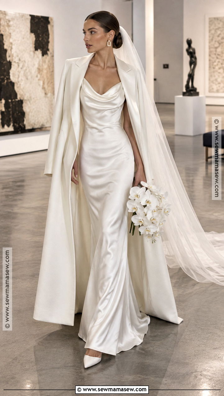 Minimalist Satin Column Fall Wedding Gown - 20 fall wedding gowns