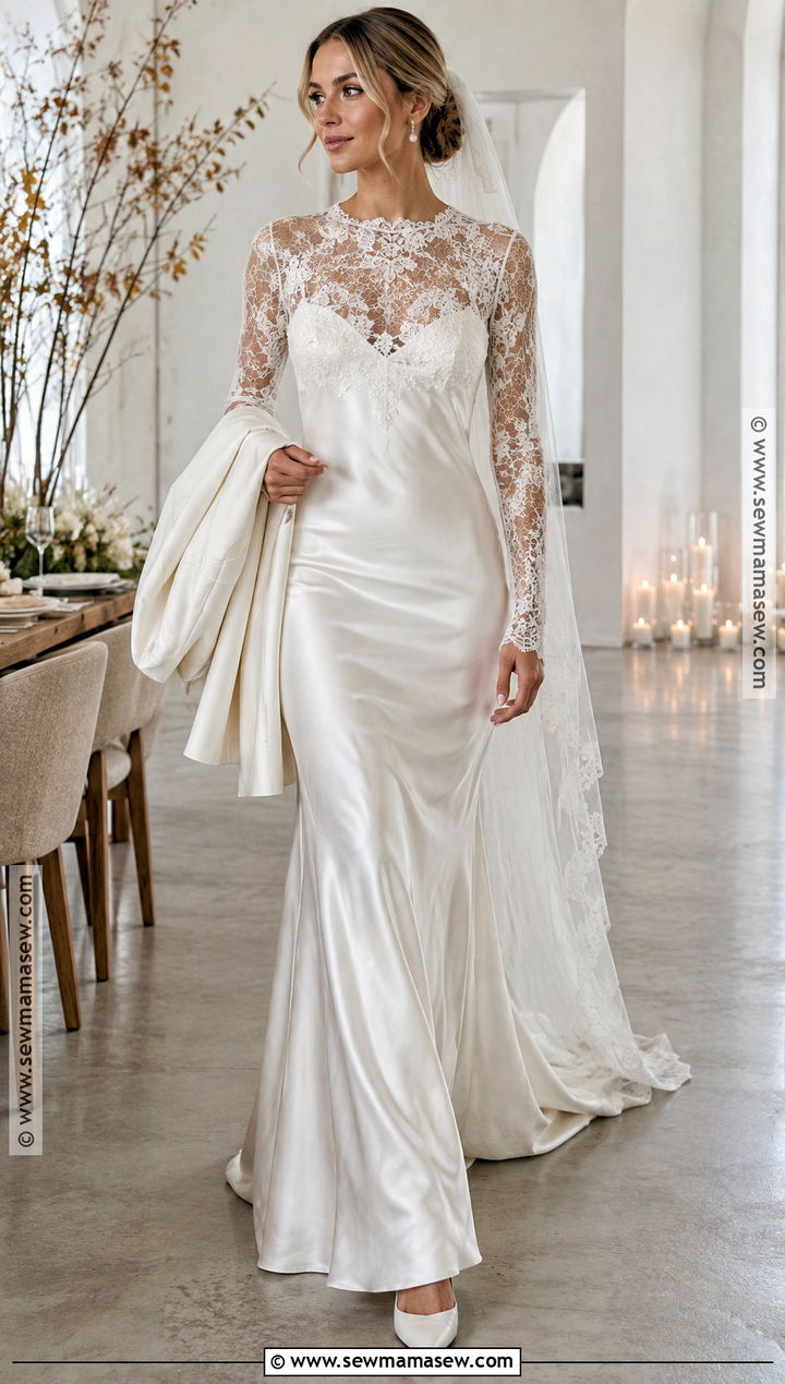 Minimalist Satin Slip Fall Wedding Dress - 15 Classic Fall Wedding Dress Ideas