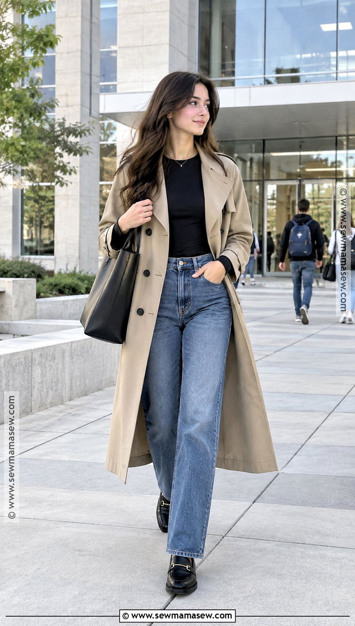 Minimalist Trench Coat School Outfit - 15 fall aesthetic school outfits