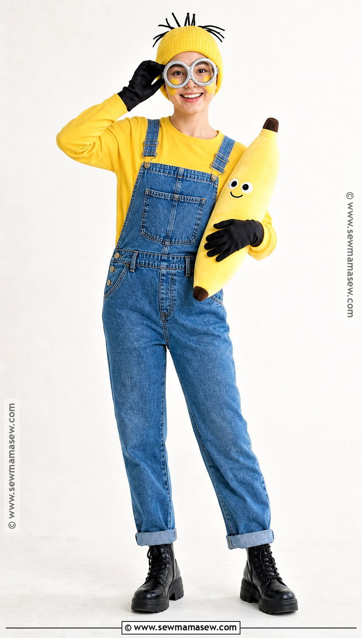 Minion Costume With Denim Overalls - 30 halloween costumes with overalls
