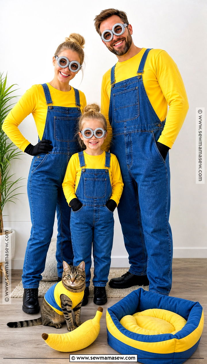 Minion Family Costume With Cat - 30 minion family costume ideas