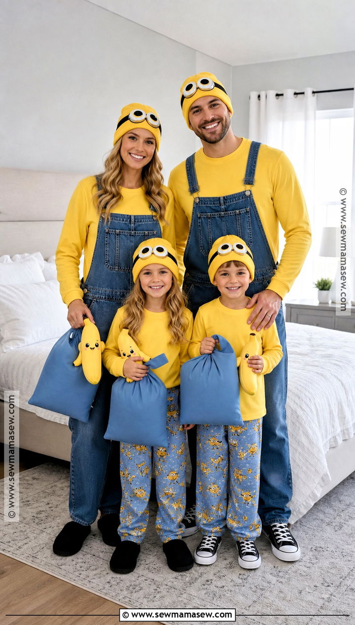 Minion Pajama Family Costume - 30 minion family costume ideas