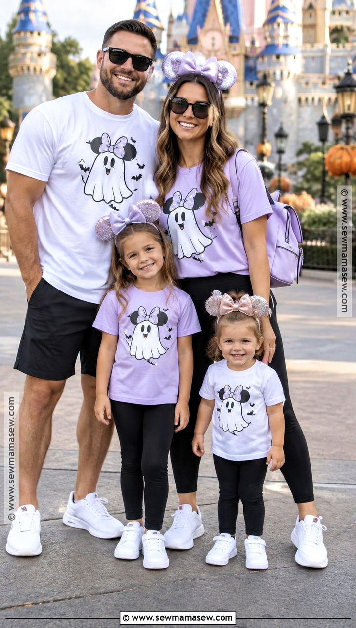Minnie Ghost Family Shirt And Black Leggings Outfit - 15 disney october family shirts
