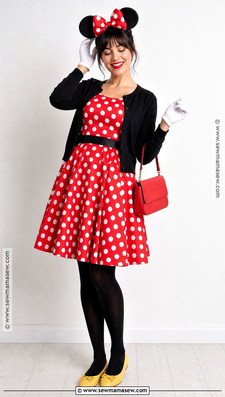 Minnie Mouse Costume With Polka Dot Dress - 30 Disney Characters Dress Up Ideas