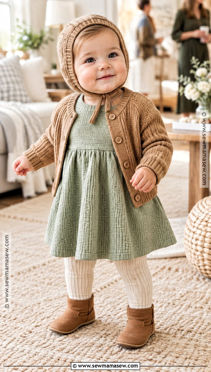 Mint Green Sweater Dress And Tights Outfit - 15 Green Baby Clothes Fall