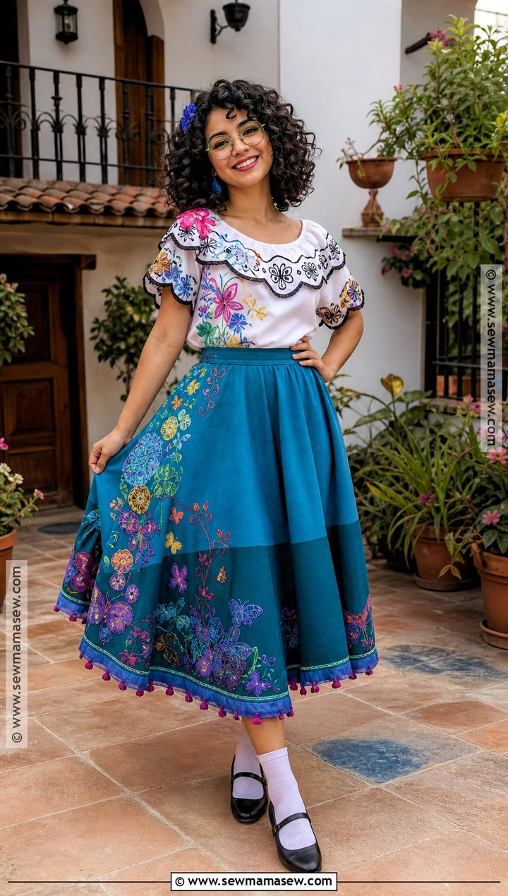 Mirabel Costume With Embroidered Skirt - 35 curly hair halloween costume ideas