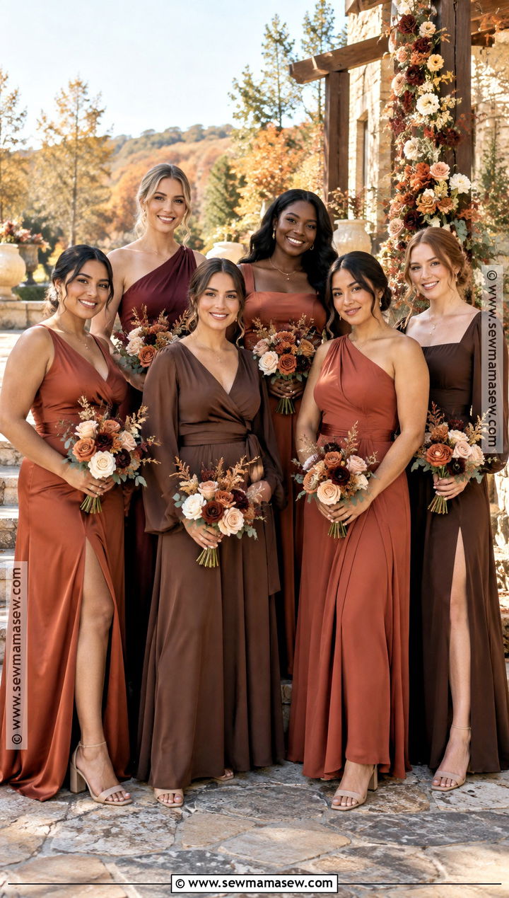 Mismatched Autumn Bridesmaid Dresses - 15 fall wedding dress bridesmaid ideas