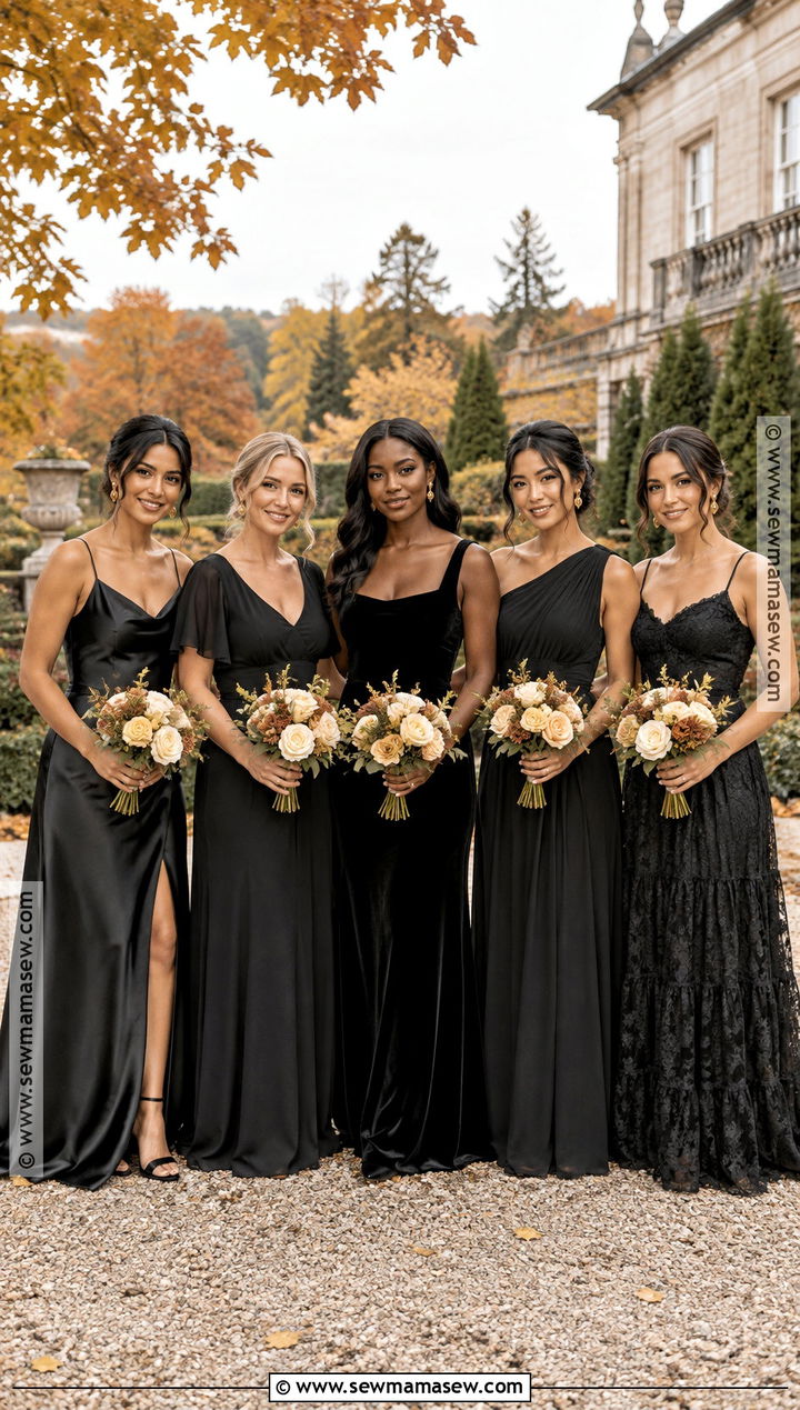 Mismatched Black Bridesmaid Dresses For Fall - 20 black bridesmaid dresses fall