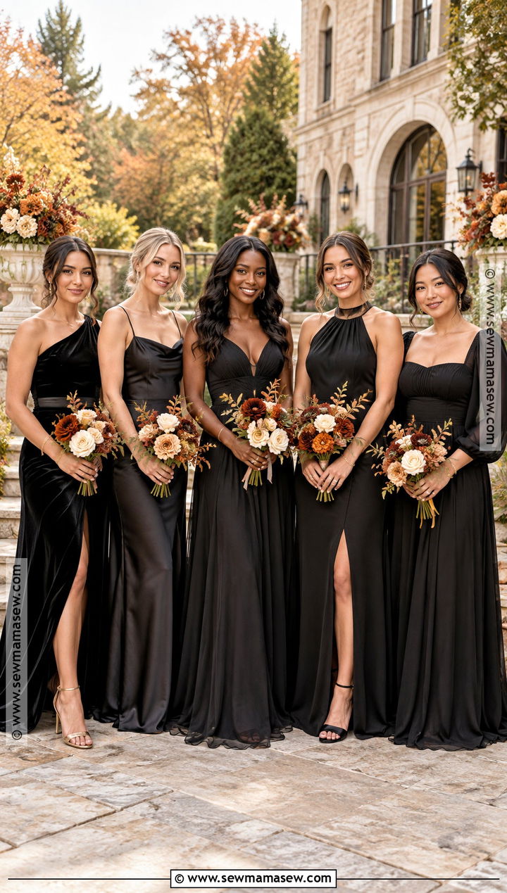 Mismatched Black Bridesmaid Dresses - 15 black bridesmaid dresses fall wedding