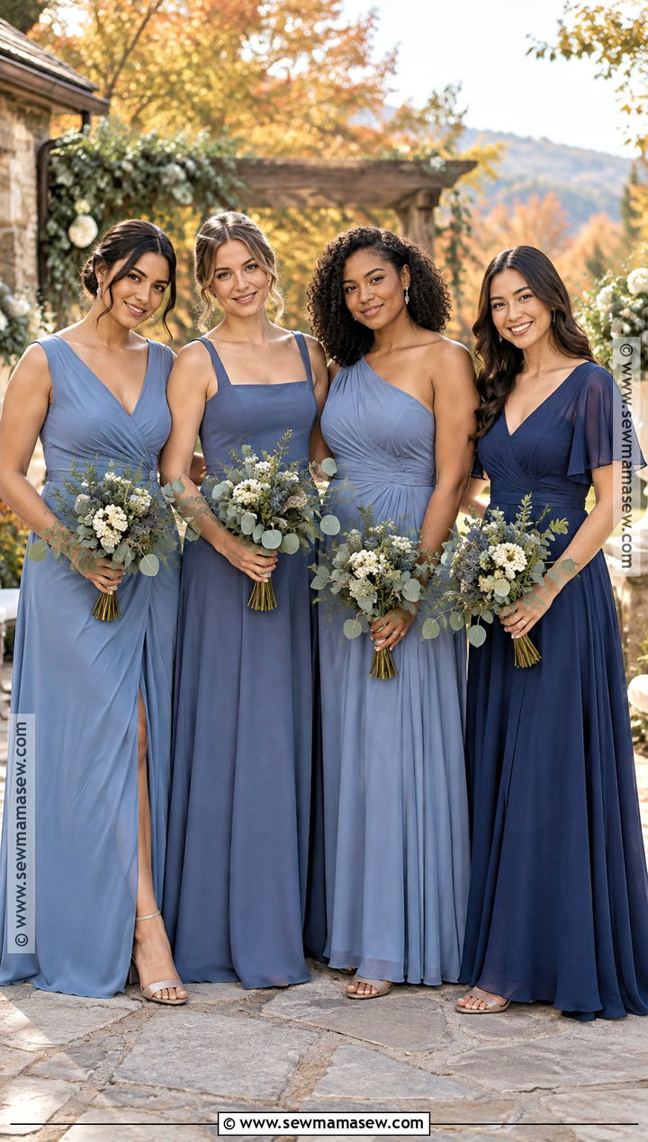 Mismatched Blue Fall Bridesmaid Dresses - 15 blue fall bridesmaid dresses