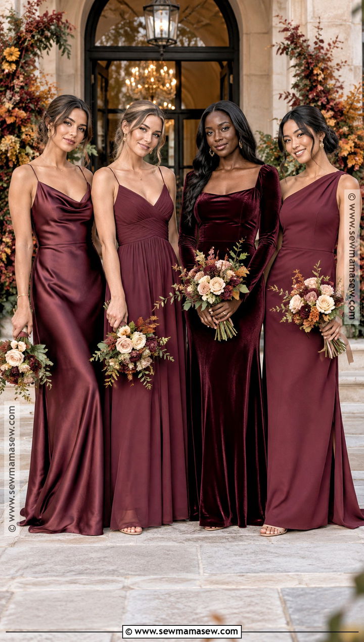 Mismatched Burgundy Bridesmaid Dresses - 20 fall bridesmaid dresses burgundy