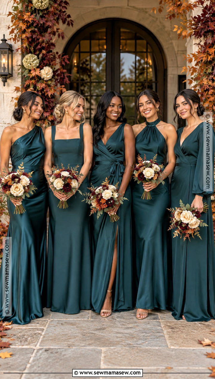 Mismatched Deep Teal Bridesmaid Dresses - 15 Deep Teal Bridesmaid Dresses Fall Wedding
