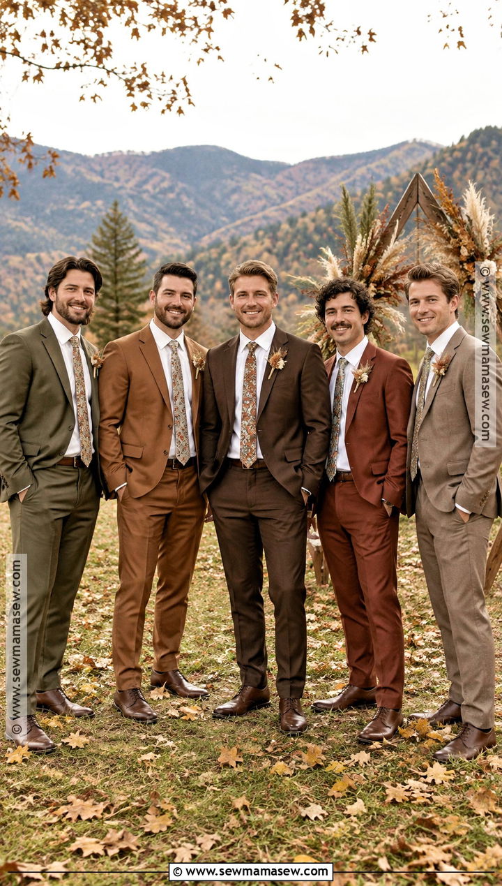 Mismatched Earth Tone Boho Fall Groomsmen Attire - 15 boho fall groomsmen attire ideas