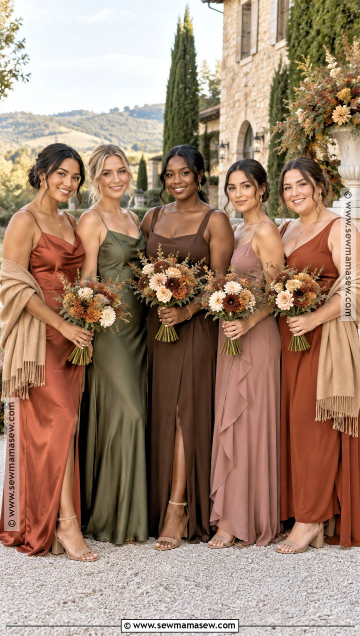 Mismatched Earth Tone Bridesmaid Dresses - 15 Fall Themed Bridesmaid Dresses