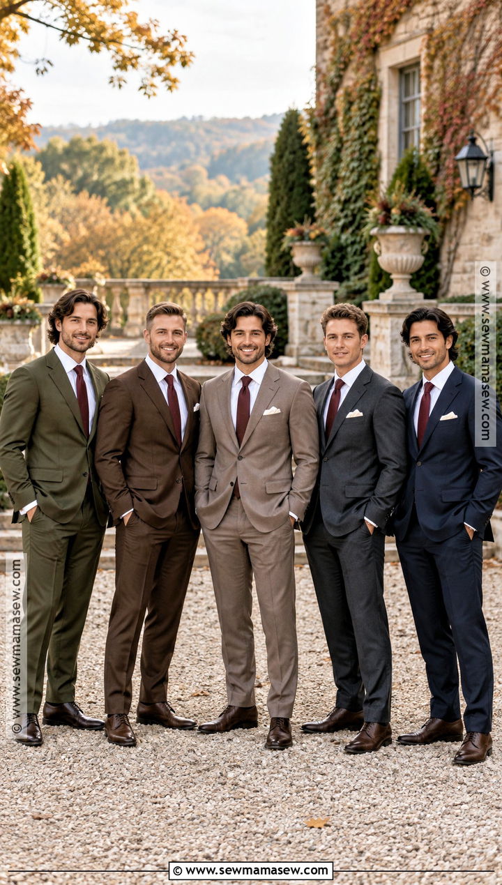 Mismatched Earth Tone Groomsmen Suits - 15 groomsmen outfits fall wedding