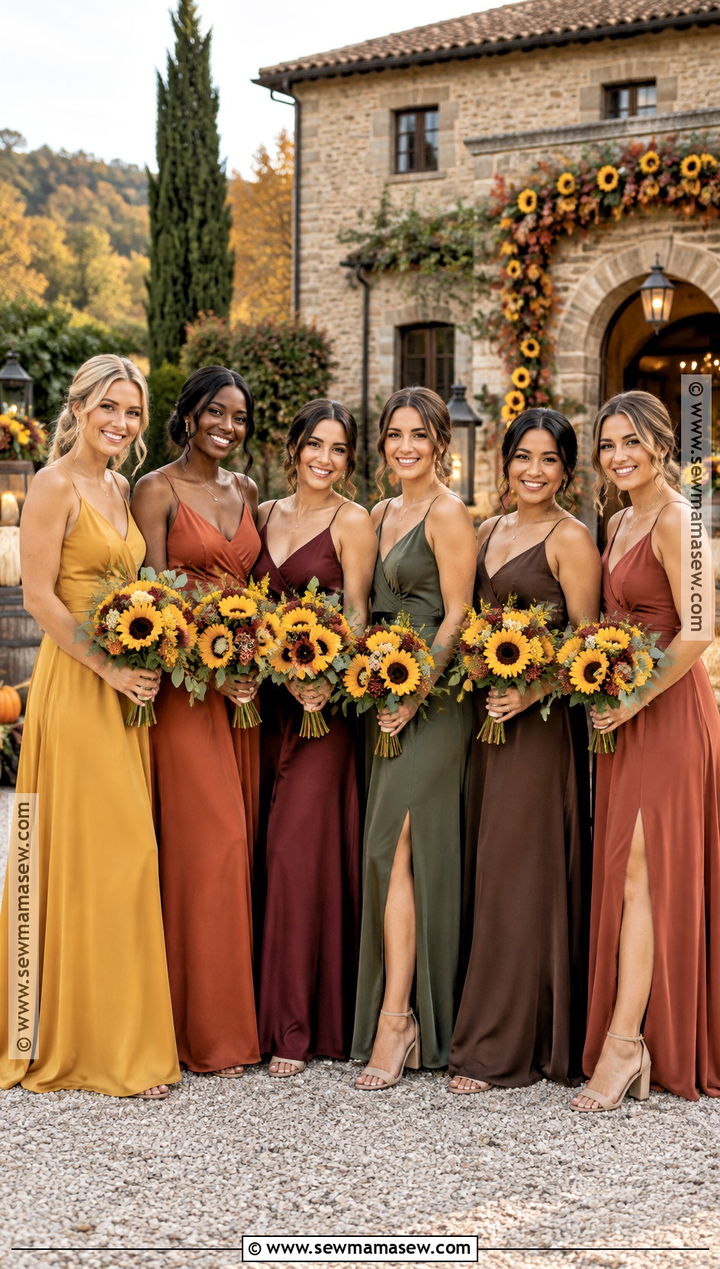 Mismatched Fall Bridesmaid Dresses - 15 fall sunflower wedding theme bridesmaid dresses