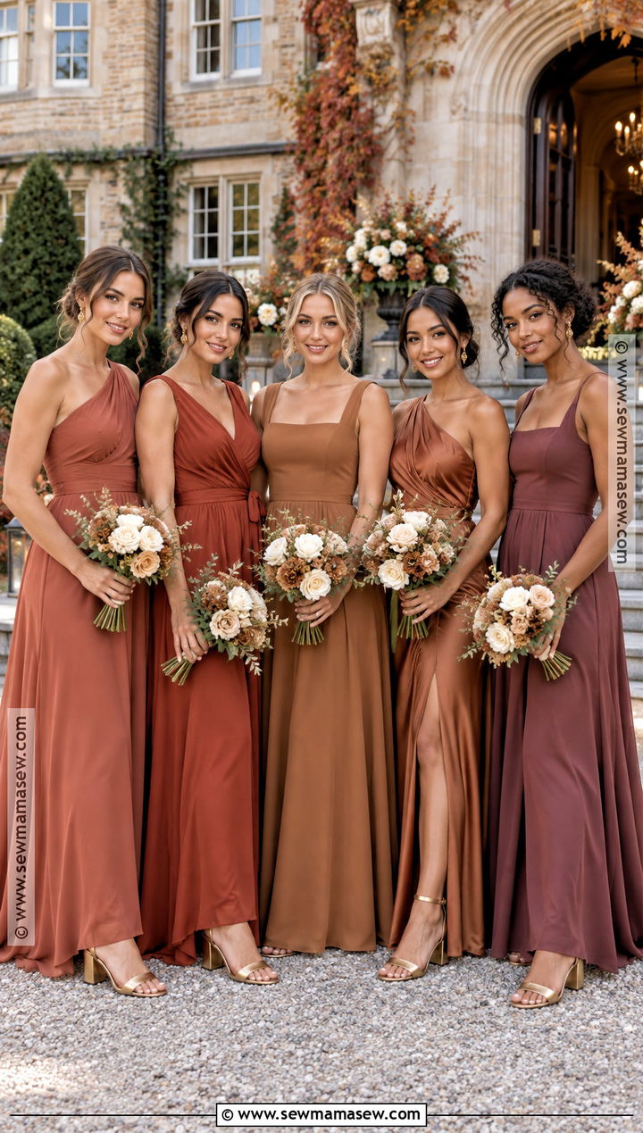 Mismatched Fall Bridesmaid Dresses With Gold Heels - 25 october bridesmaid dresses