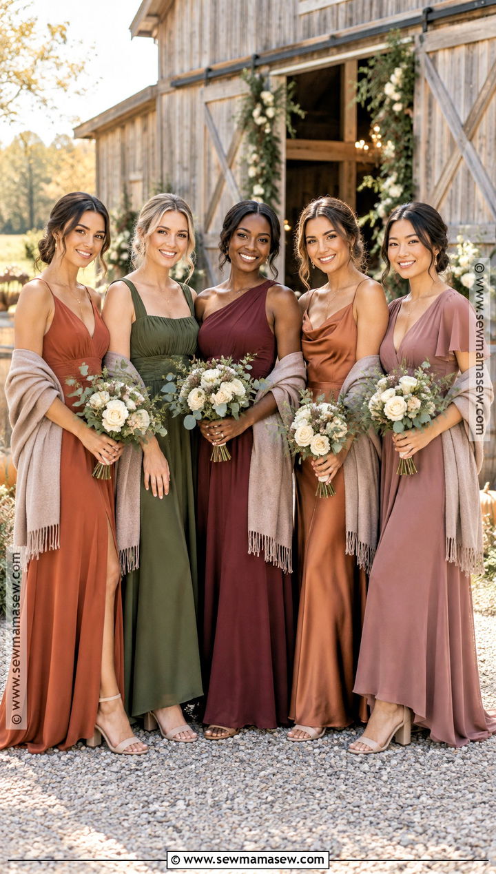 Mismatched Fall Bridesmaid Dresses - 15 Fall Rustic Bridesmaid Dresses