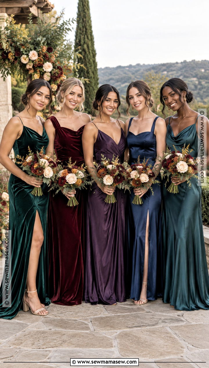 Mismatched Jewel Tone Bridesmaid Dresses - 15 Fall 2026 Bridesmaid Dresses