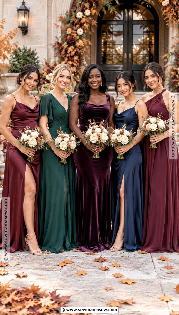 Mismatched Jewel Tone Bridesmaid Dresses - 15 Brides Maids Fall Dresses