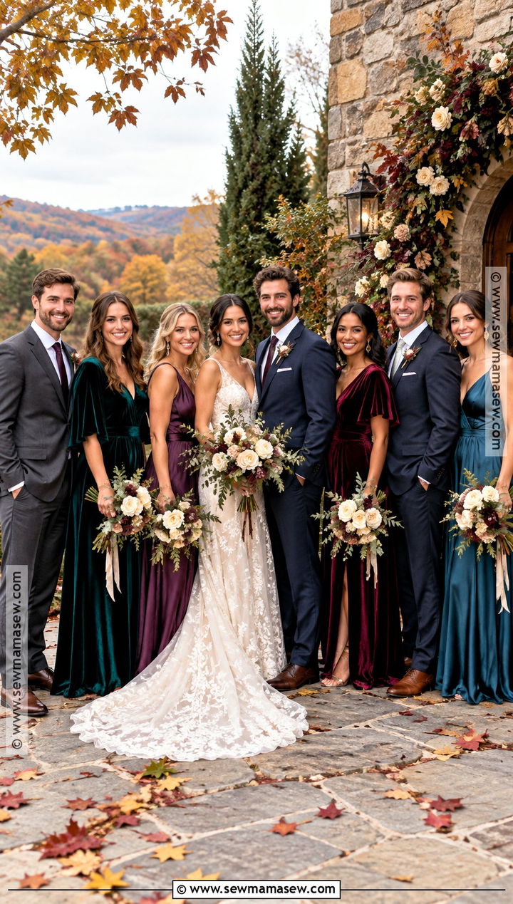 Mismatched Jewel Tone Fall Boho Wedding Party Attire - 15 fall boho wedding party attire ideas