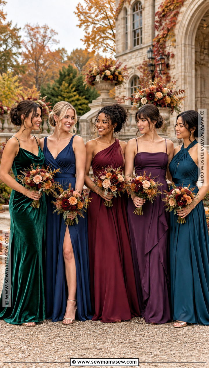 Mismatched Jewel Tone Fall Bridesmaid Dresses - 25 fall wedding bridesmaid dresses