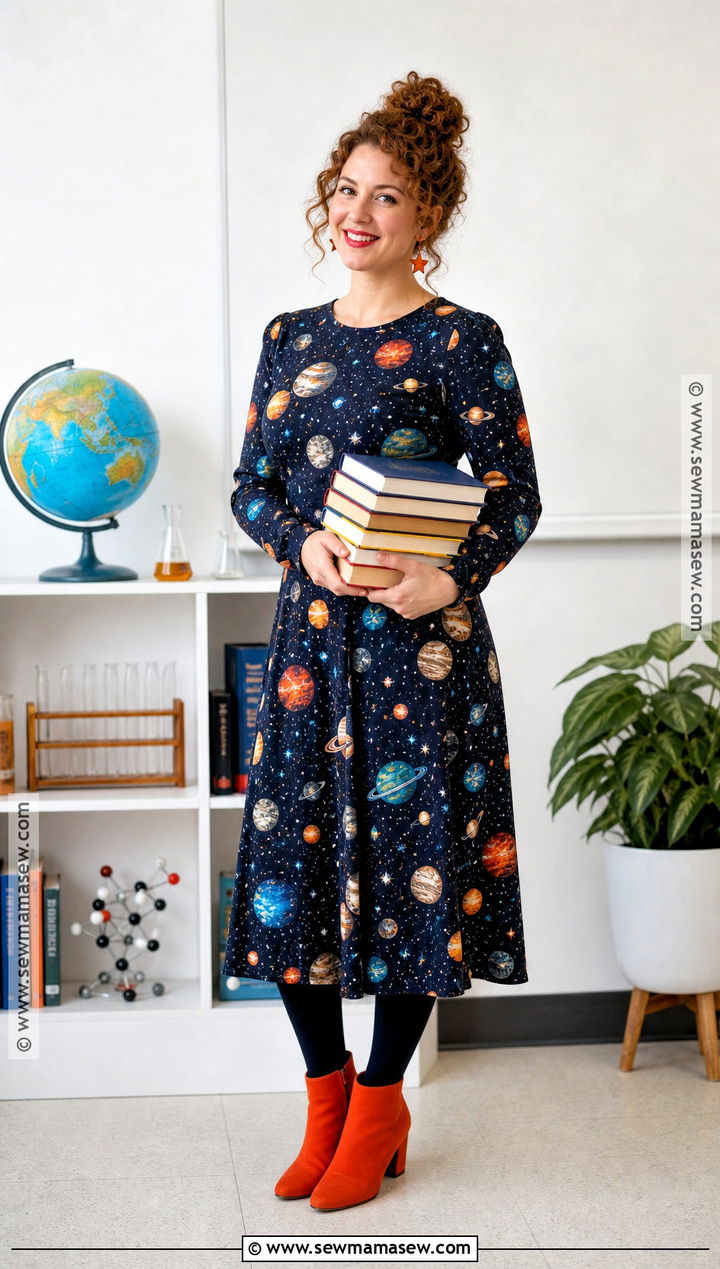 Miss Frizzle Costume With Printed Midi Dress - 30 halloween costumes modest