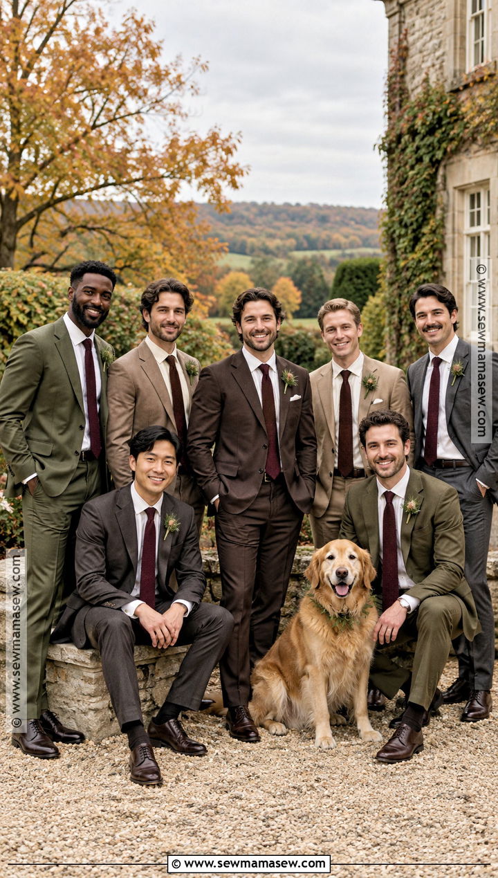 Mix And Match Earth Tone Suits - 20 fall groomsmen attire rustic ideas