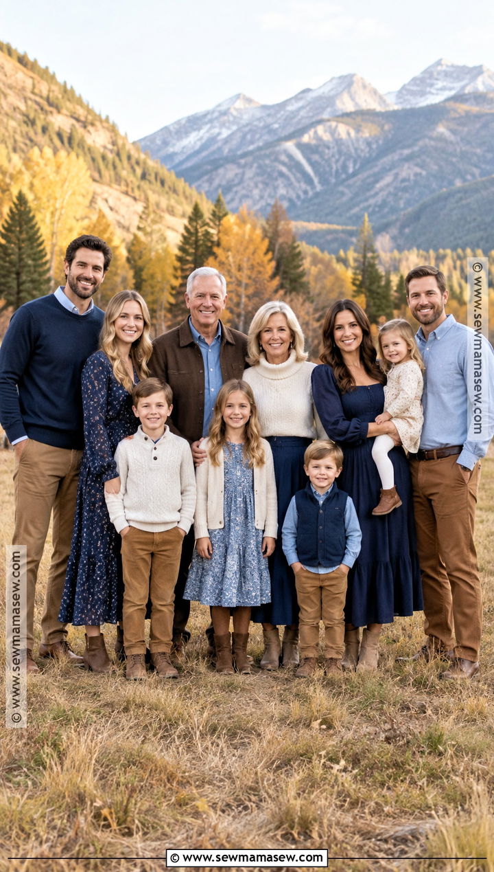 Mixed Blue Layers For Extended Family Pictures - 20 blue fall family pictures outfits