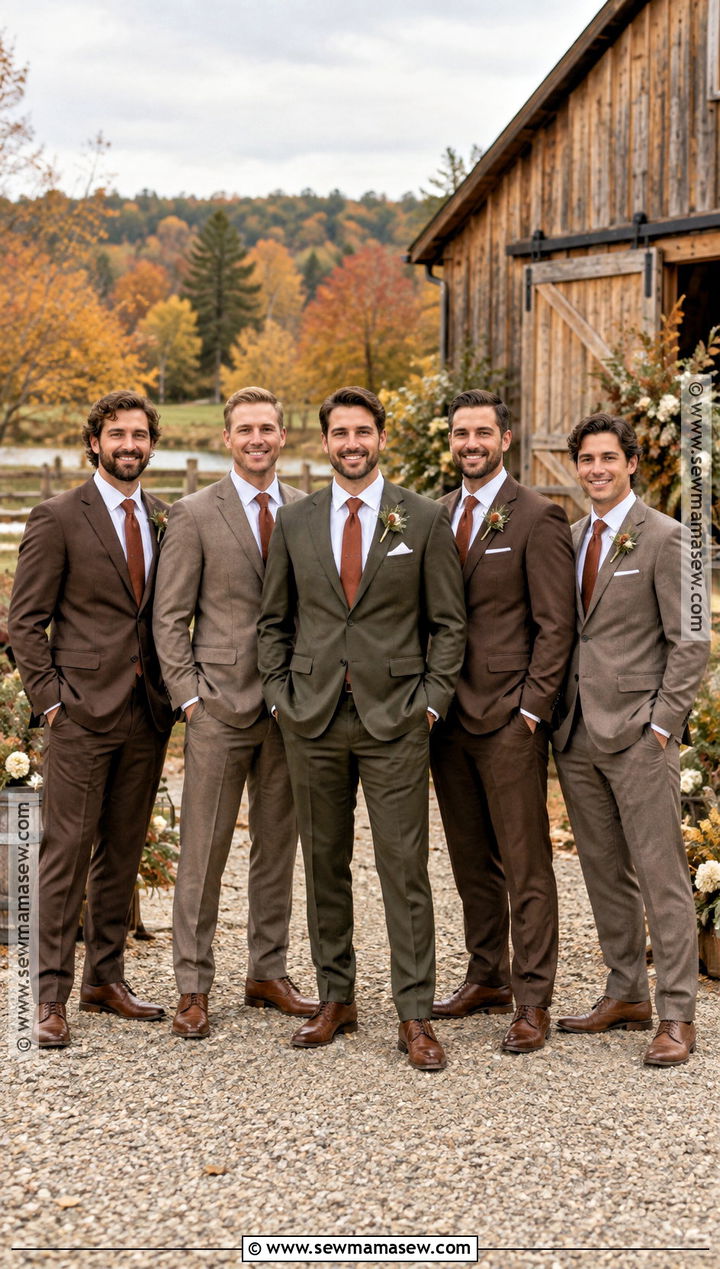 Mixed Earth Tone Groomsmen Attire - 15 fall wedding groomsmen attire rustic ideas