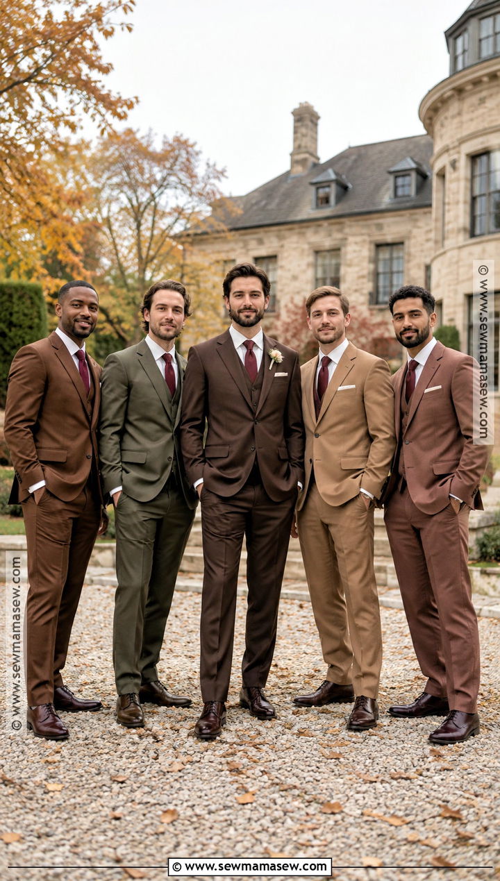 Mixed Earth Tone Groomsmen Attire - 15 fall color groomsmen attire ideas