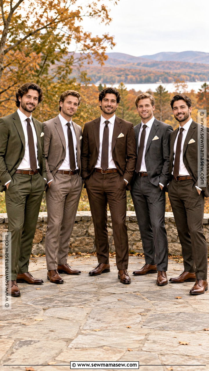 Mixed Earth Tone Groomsmen Suits - 20 groomsmen attire fall ideas