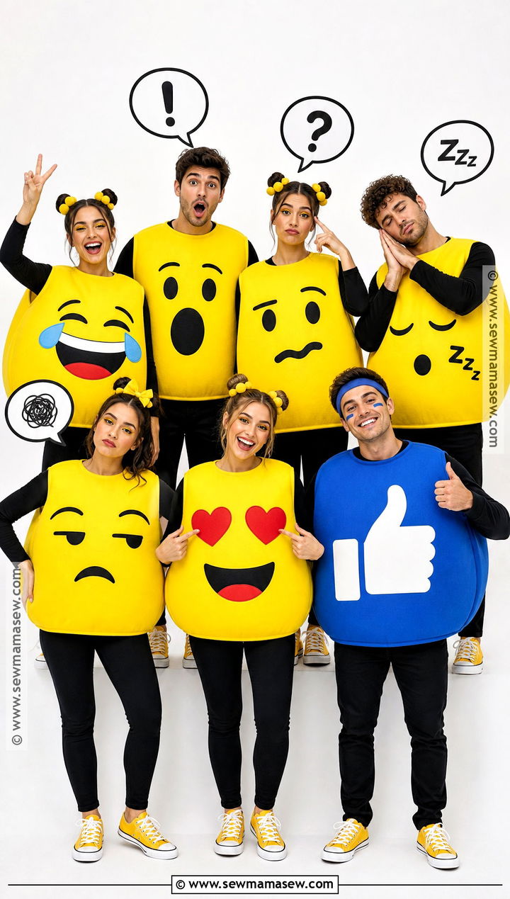 Mixed Emoji Reactions Group Costume - 35 Funny Group Halloween Costumes